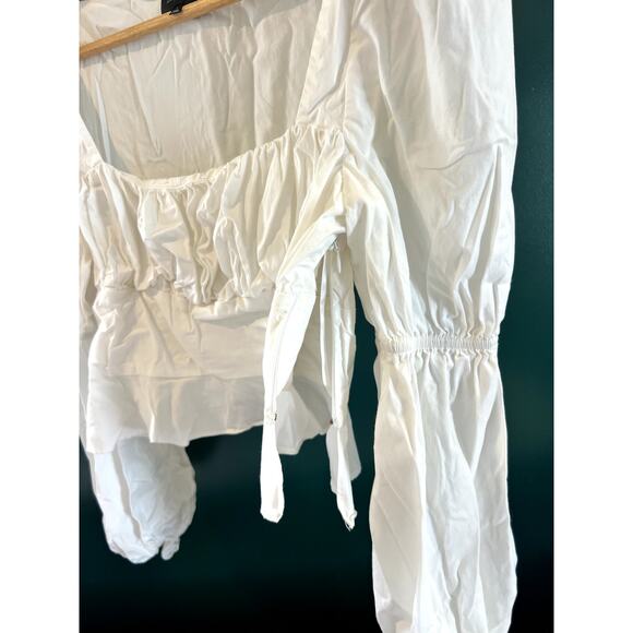 Majorelle | Preston Puff Sleeve Peplum Blouse Top Romantic Boho White Size Small - Picture 4 of 7